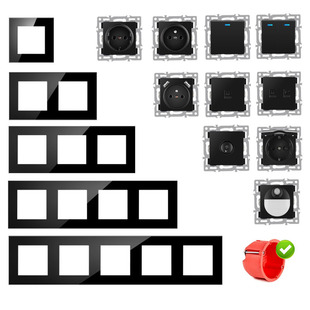 J8Typec European Standard European Standard European European European Joint Socket Black Tempered Glass Panel Conjoined Russian G3