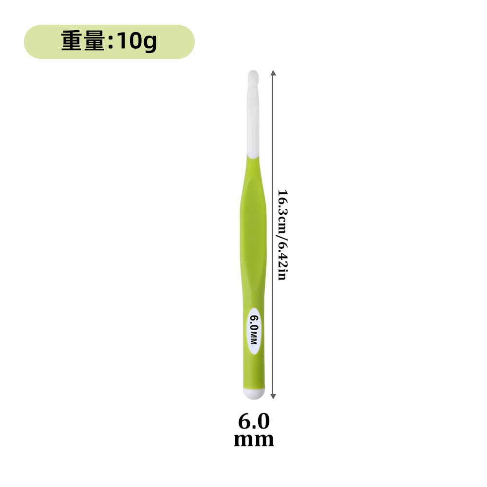 Transfronterizo 2025 nuevo producto ABS plástico grueso TPR mango 6-20mm alfombra ganchillo bufanda herramienta de ganchillo