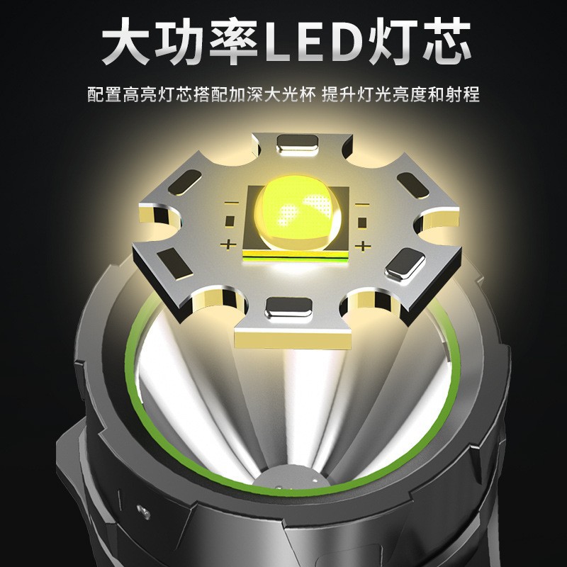 Shangjia luz fuerte lámpara portátil recargable de largo alcance linterna de alta potencia multifuncional hogar reflector de emergencia al aire libre