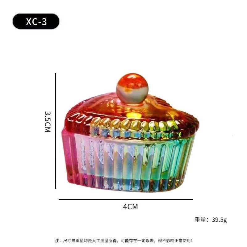 Vaso de Cristal para Manicura con Tapa Cristal Blanco Aurora Multicolor para Salón de Uñas