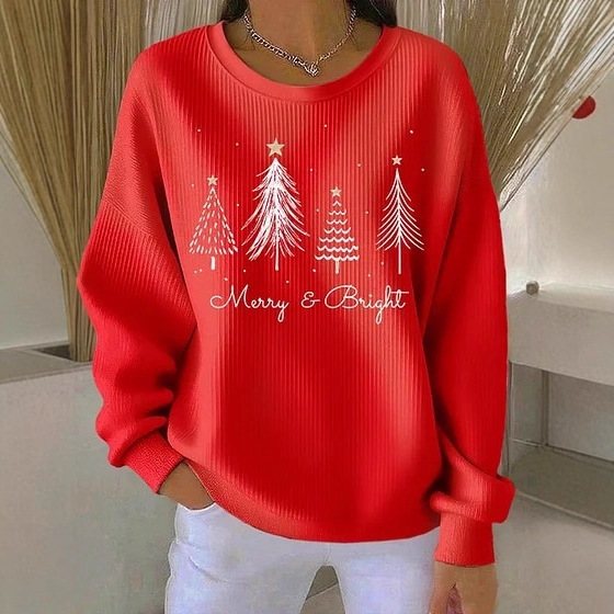 Cross-Border New Versatile Women's Cute Pattern 3D Digital Printing Round Neck Sweatshirt