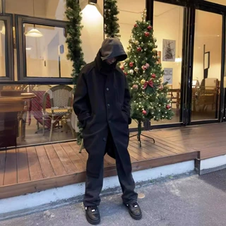 即墨 Undermycar 现货多扣廓形毛呢过膝羊毛绒男士风衣外套大衣男