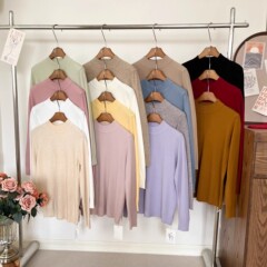 純色の長袖の底のシャツはシンプルです。