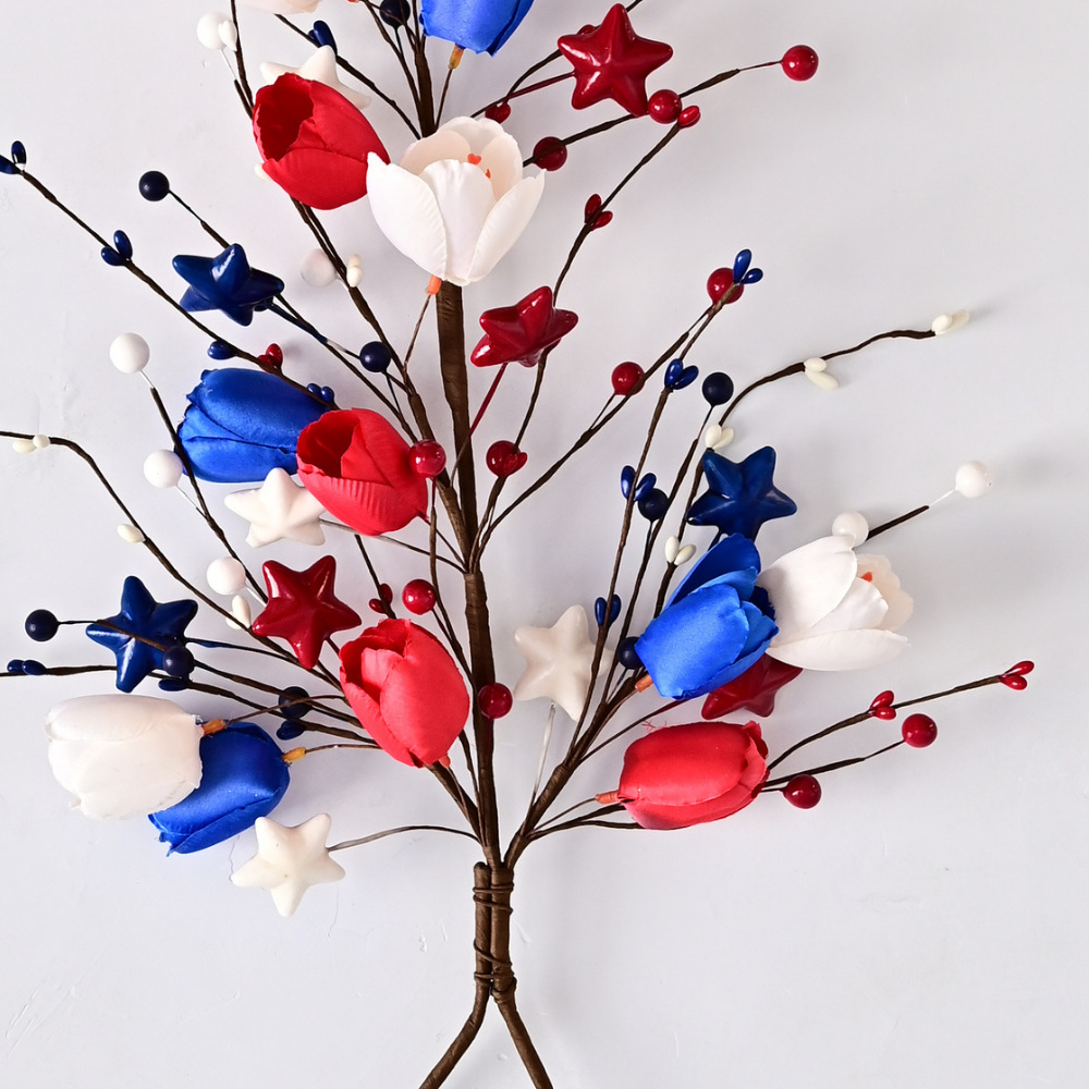 Día de la Independencia Decoración Decoración de ramas Adornos de pared Adornos de pared Estrellas rojas, blancas y azules Día nacional de EE. UU.