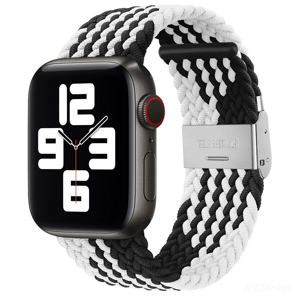 Совместимо с Apple Watch 5-6-7-8-9-10 поколения Snap-on нейлоновый плетёный ремешок iWatch S10 регулируемый браслет