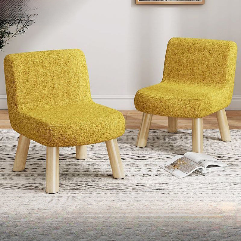 Solid Wood Small Stool for Home Use, Cute and Simple Fabric Stool, Removable and Washable Shoe-Changing Stool, Children's Small Chair with Backrest