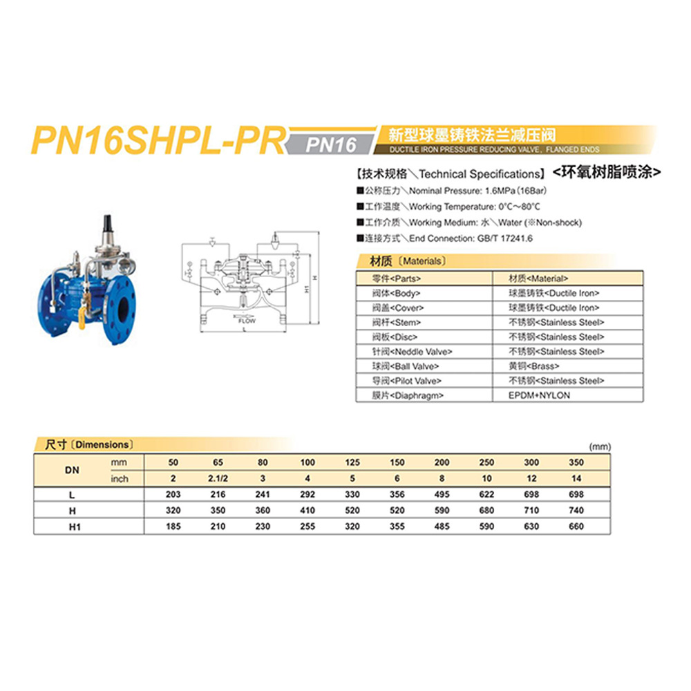 原装 KITZ北泽阀门日本进口    新型球墨铸铁法兰减压阀PN16SHPLP