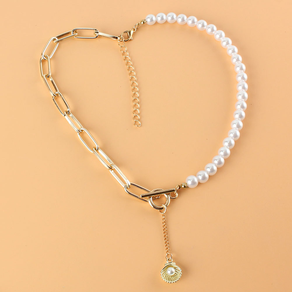 Retro-legierung Perle Spleißen Kette Shell Anhänger Halskette Großhandel Nihaojewelry display picture 6
