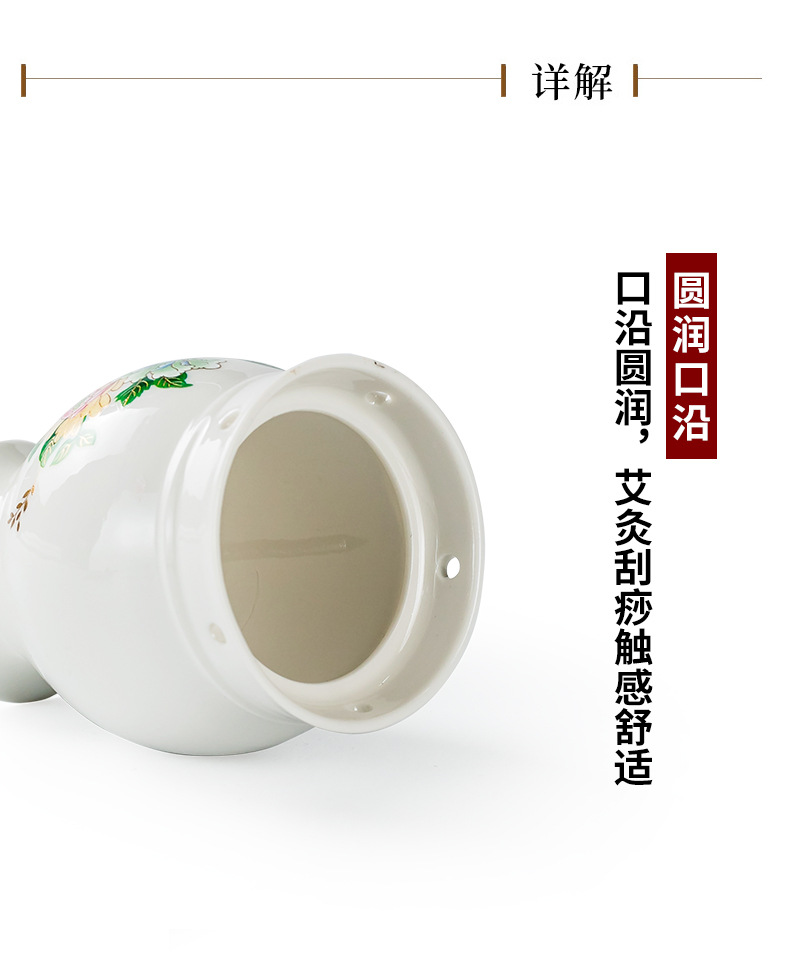 Ceramic Moxibustion Cup with Gua Sha Edge Double Layer Massage Jar for Body Care 10.2 x 7.4 cm quality and texture