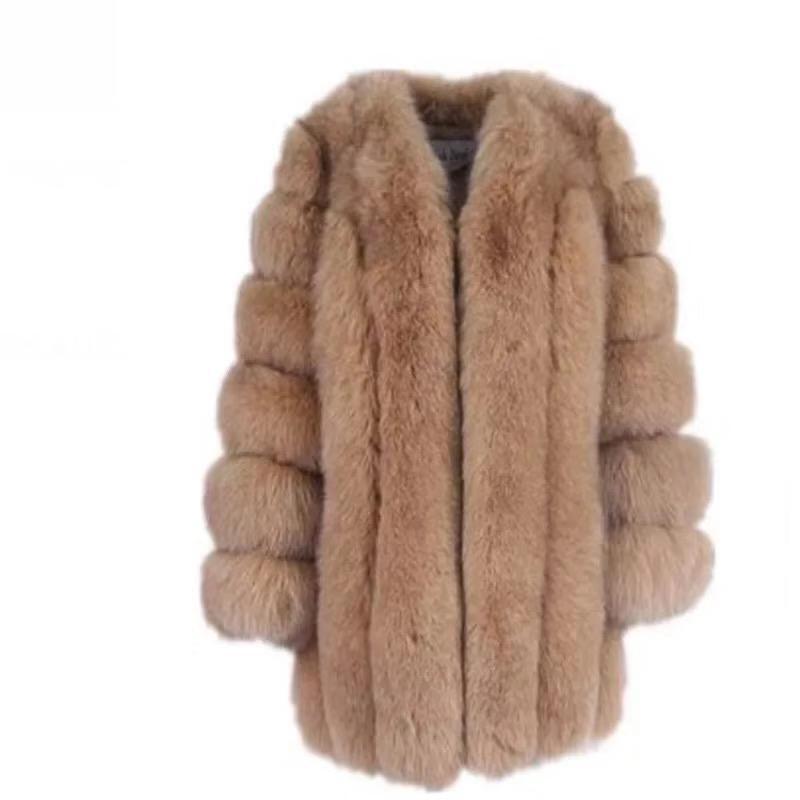 Haining fur manufacturers wholesale imitation fox fur new long coat long sleeve special wholesale fur coat women