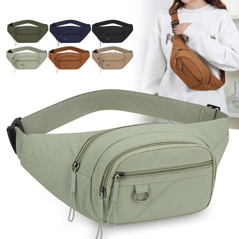 Women's Waist Bag New Style Lightweight Nylon Fabric Large Capacity Multi-Compartment Shoulder Bag Casual Fashion Versatile Small Crossbody Backpack