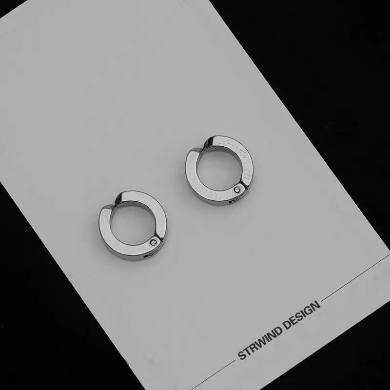 European and American Cross-Border Stainless Steel Non-Pierced Titanium Steel Ear Clip Earrings High-End Street Fashion Gender-Neutral Men's and Women's Accessories