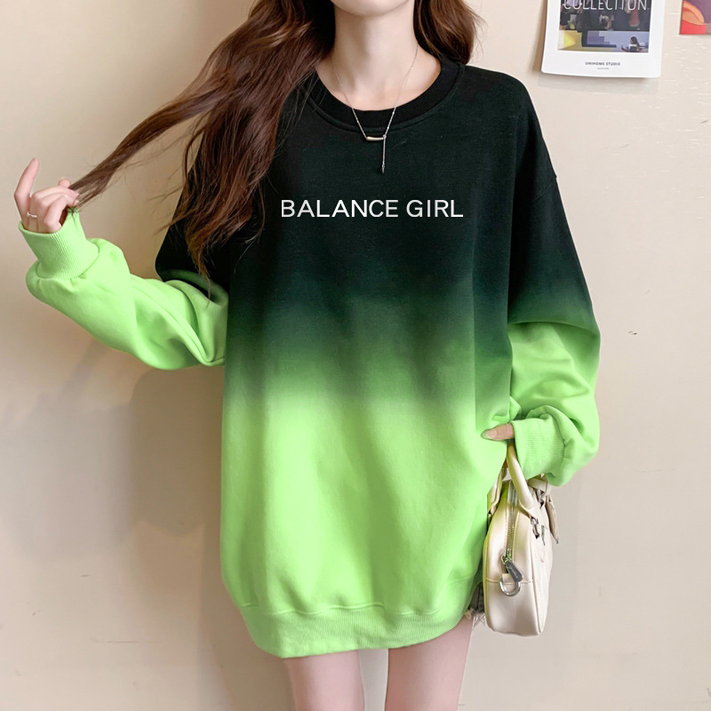 Sweatshirt À Capuche Femme Gradient Loose Style Décontracté_voghion.com