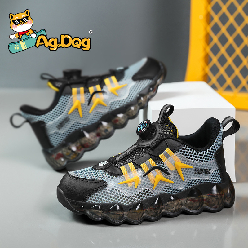 Ag.Dog Unisex Children's Summer Slip-Resistant Breathable Sports Shoes for Boys and Girls, Boys' Fashion Shoes, Large Children's Size, Rotating Button Shoes