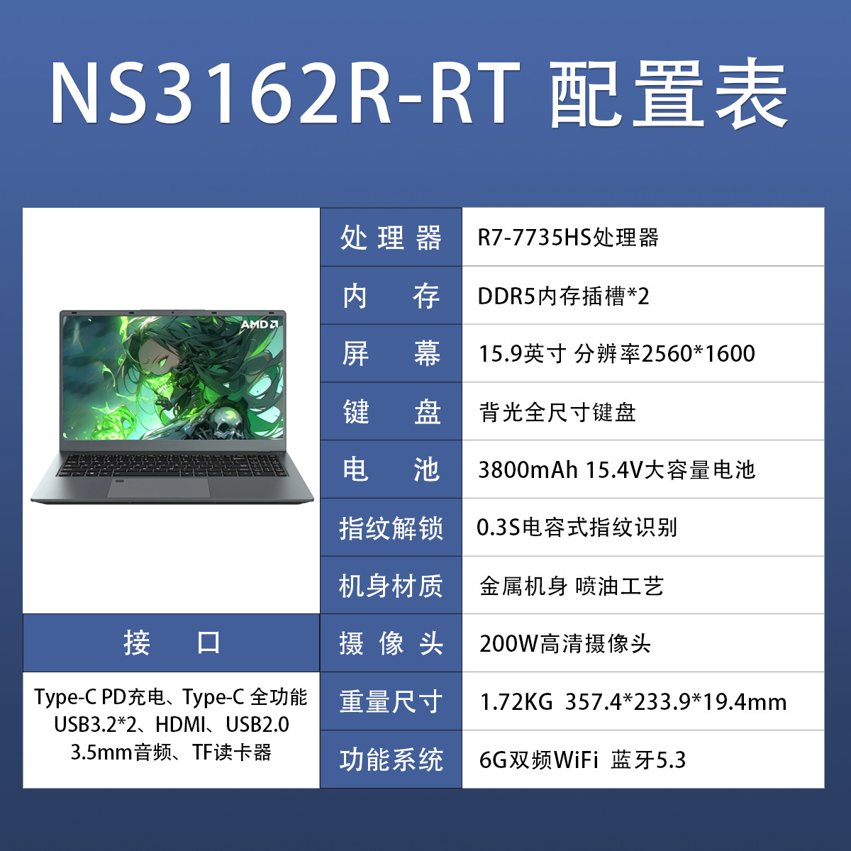 R7-7735hs/ 15.9inch /silver gray