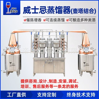 出图定制加工大型紫铜威士忌蒸馏器白兰地壶塔全自动酒厂酿酒设备