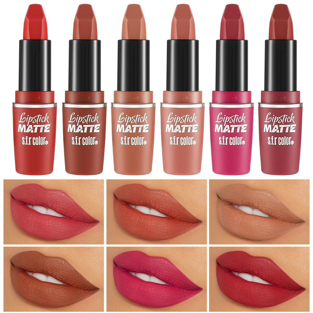 s.f.r color transfronterizo exclusivo para el maquillaje de color natural, fácil de colorear, 6 colores mate niebla lápiz labial
