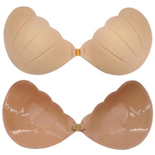 Underwire-free, ultra-thin, one-piece shell invisible solid color wedding bra cups, shaping, natural silicone adhesive nipple pads, strapless