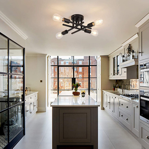 Nordic square tube light with retro design, living room lighting, bar counter creative American minimalist restaurant ceiling light