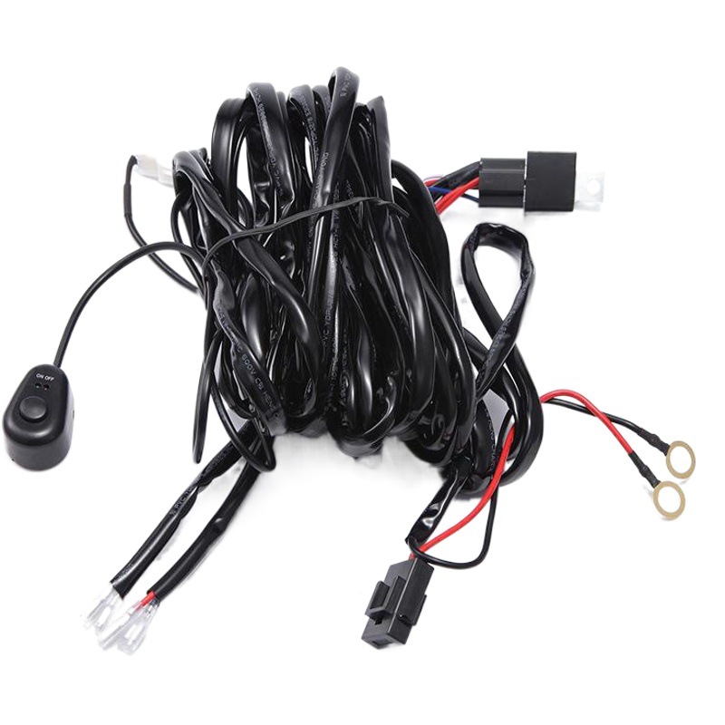 Modificación del coche una arrastre dos 12V 3 M flash LED tira luz interruptor línea conjunto faro trabajo luz proyector cableado arnés cableado