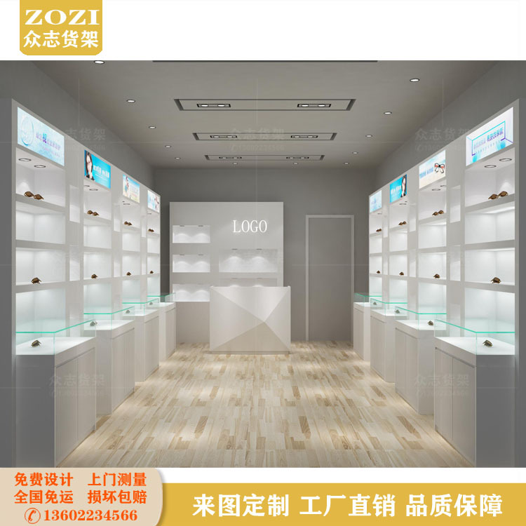 眼镜柜台展示柜靠墙多层格子烤漆高柜时尚太阳镜墨镜玻璃货柜设计