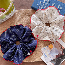 复古波点大肠发圈温柔气质大号头圈爱心纽扣感发绳发饰新款