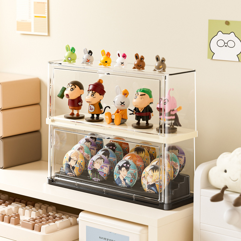 デスクトップ密封防塵ディスプレイスタンド多層透明マイクロスタンプアニメーションフィギュアディスプレイボックス収納ボックス|undefined