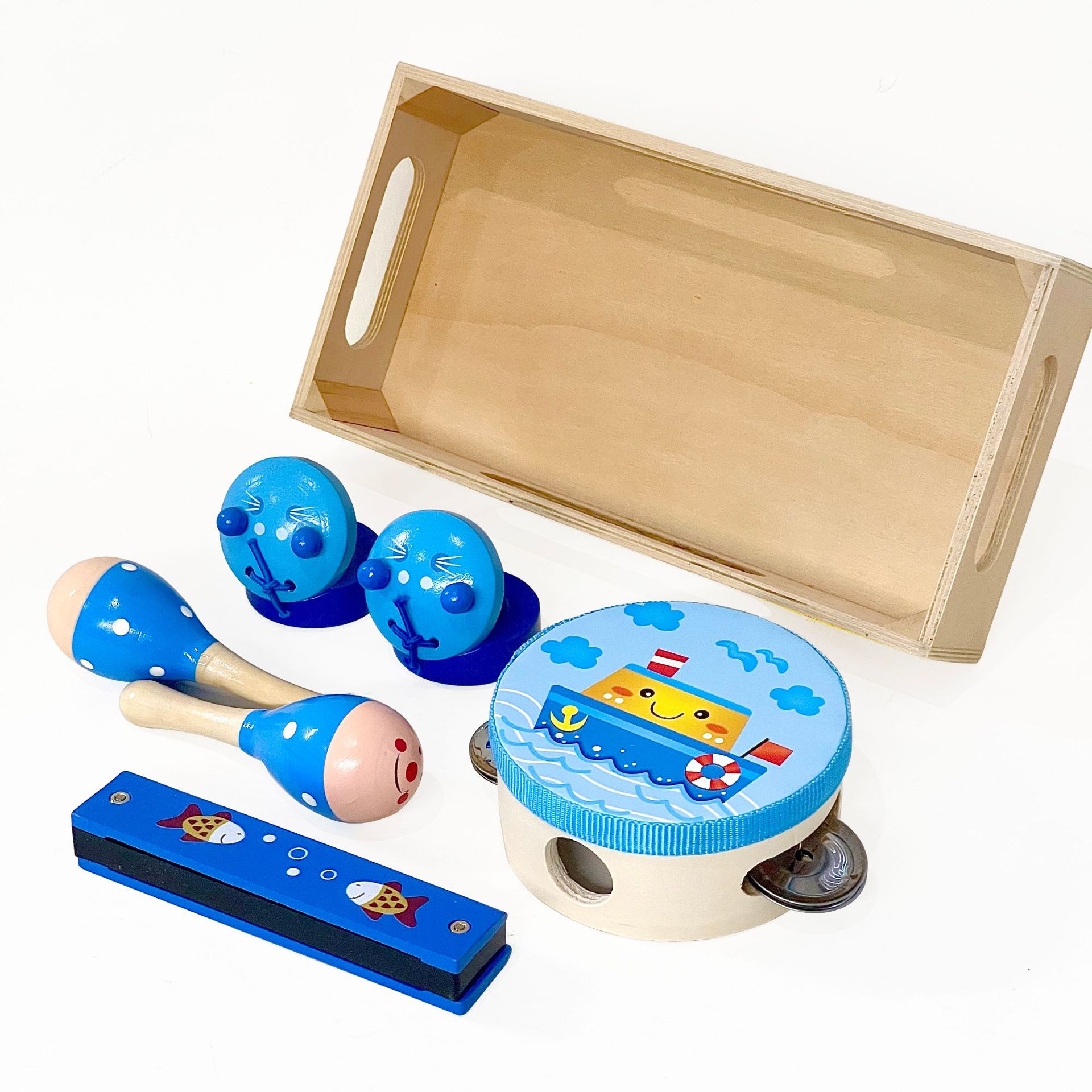 Orff niños percusión instrumento traje arena martillo armónica sonido tablero pandereta juego de cuatro piezas de enseñanza ayuda traje combinación