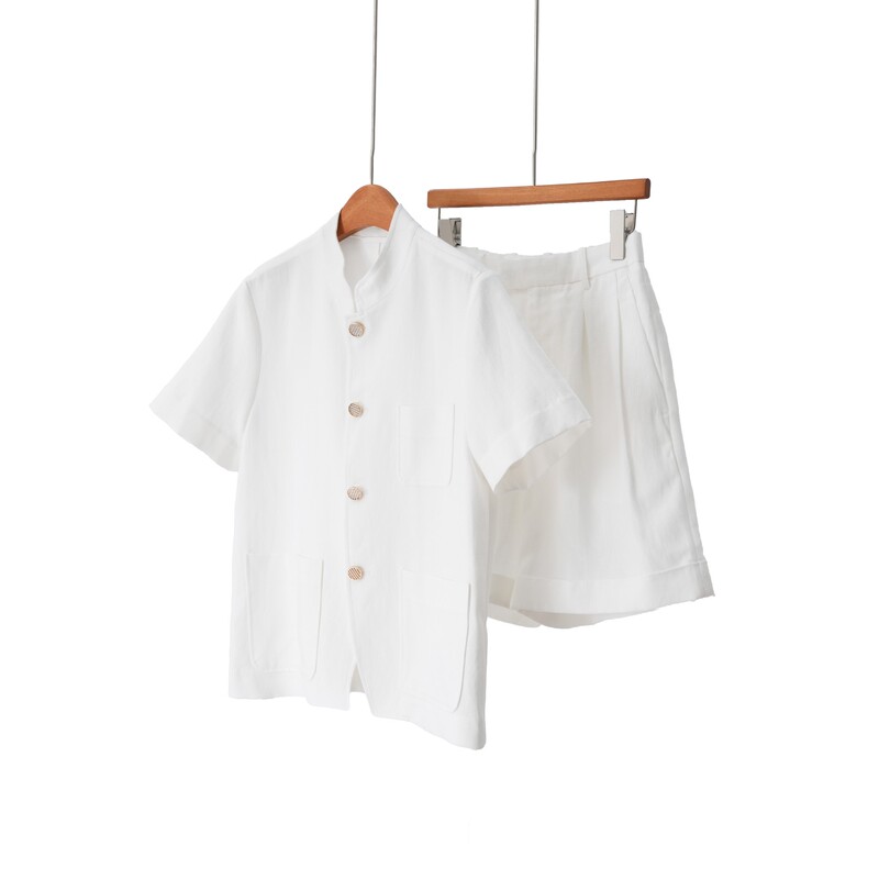 Dingshe L~P French Romantic Ultra-Fine Linen Tencel Chinese-Style Small Stand Collar Short-Sleeve Jacket Dingshe L~P French Romantic Ultra-Fine Linen Tencel Chinese-Style Small Stand Collar Short-Sleeve Jacket