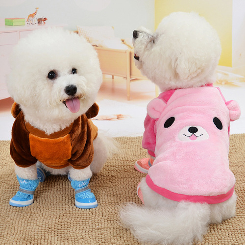 Pet clothes, winter warm flannel sweatshirts, cute cat corgi clothes, puppy autumn and winter clothes, teddy bear