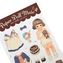 新款洋娃娃的故事可愛換衣女孩 日記裝飾貼紙 6張入 紙質版季