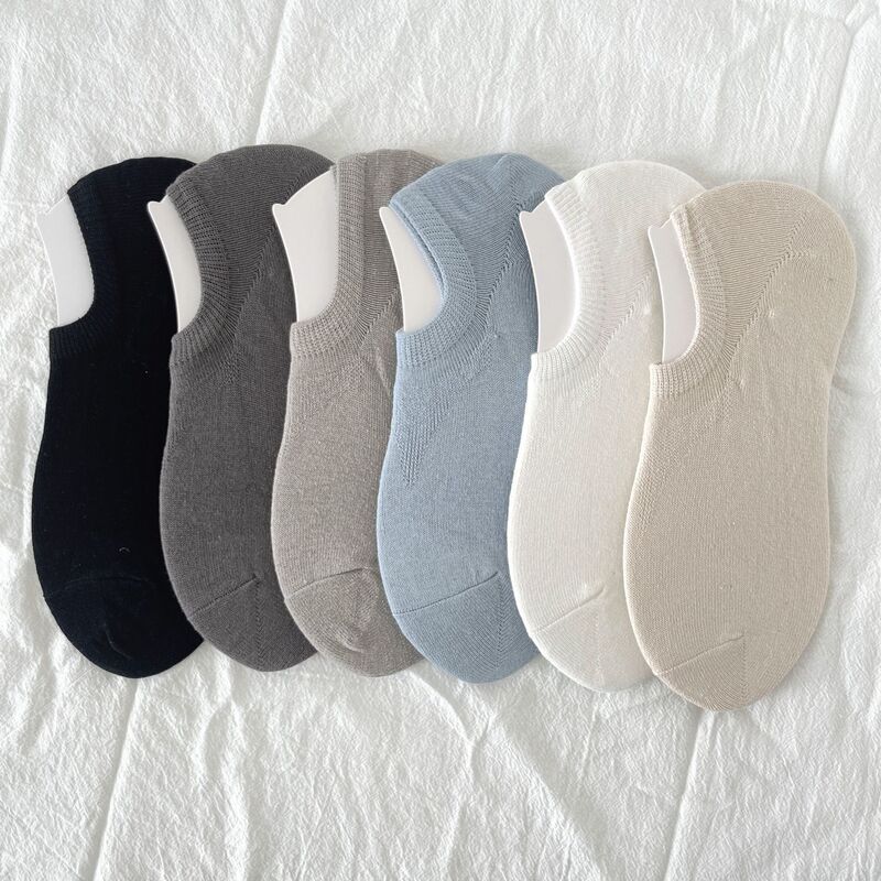 Men's Socks Cotton Solid Color Summer Invisible Socks Shallow Mouth Anti-drop Heel Boat Socks Breathable Thin Sweat Absorbing Men's Socks Short