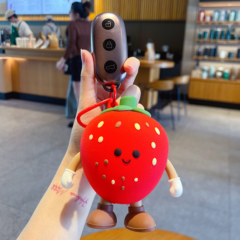 딸기 실리콘 제로 지갑 키링 이어폰 수납 파우치 카툰 선물용