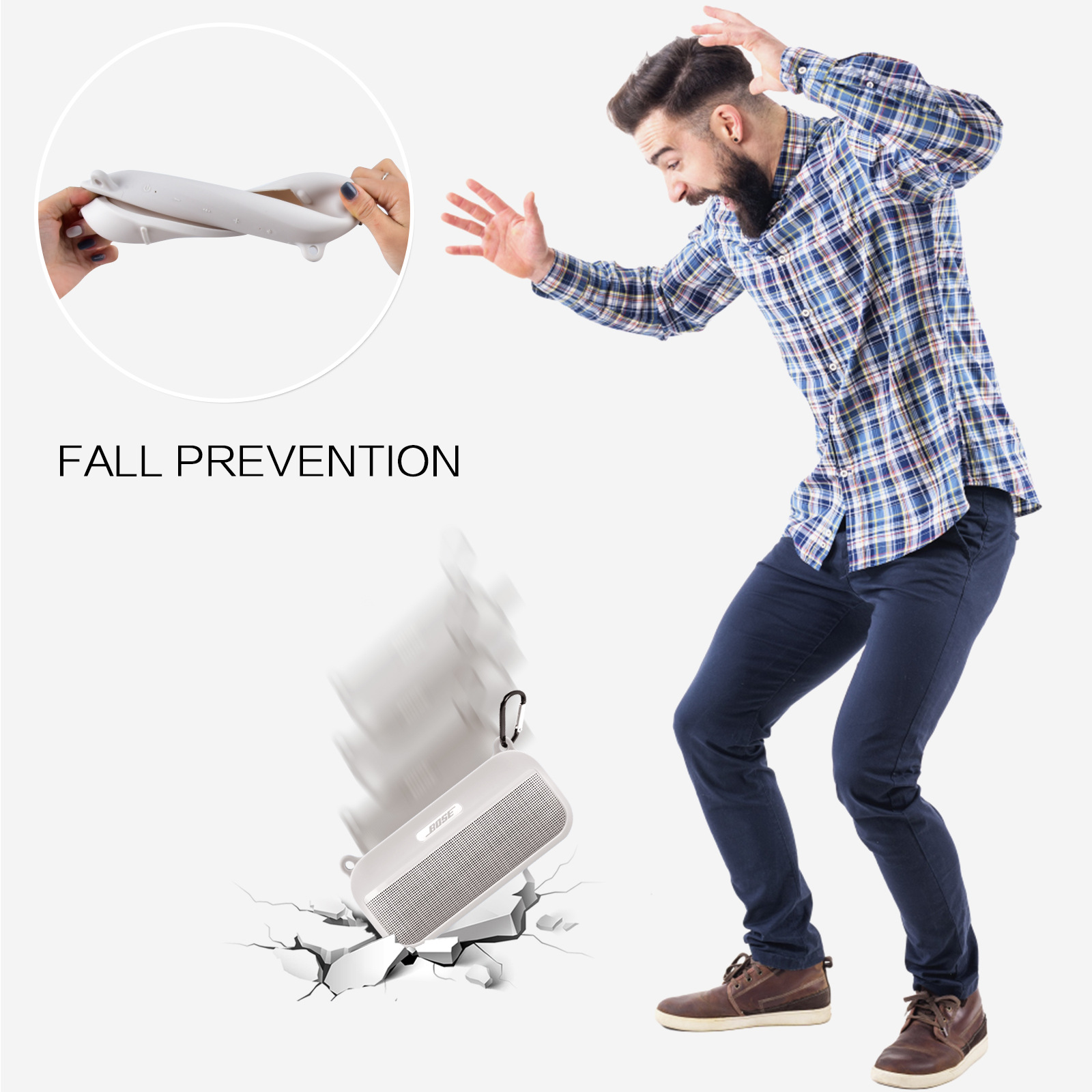 Baja protectora de altavoces Bose Silicone Case Anti-Fall para SoundLink Flex con correa de hombro