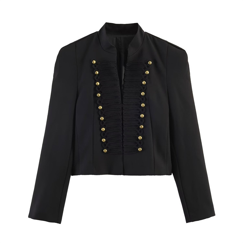 Foreign Trade 2026 Spring New European and American Style Women's Retro Trendy Slim-Fit Blazer with Shoulder Pads 4840798 Foreign Trade 2026 Spring New European and American Style Women's Retro Trendy Slim-Fit Blazer with Shoulder Pads 4840798