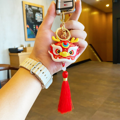 National trend cartoon tassel twelve zodiac dragon year keychain cute and exquisite bag car pendant small gift wholesale
