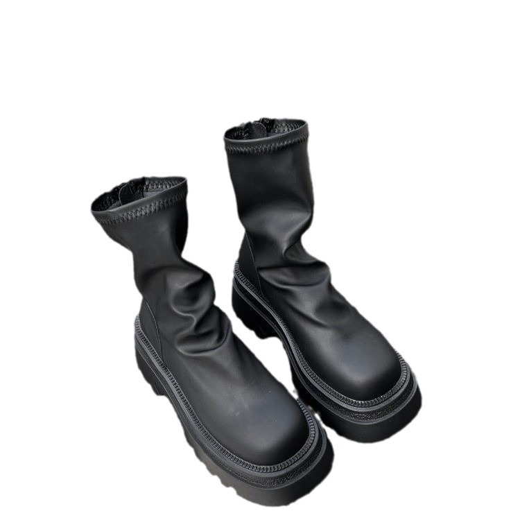 Bottes courtes et fines à talon épais plié, semelle épaisse, Sexy, tendance, confortables, nouvelle collection coréenne, début du printemps 2024_voghion.com