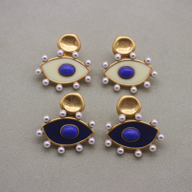 Street Occasion Alloy Material Wholesale Jewelry Retro Eye Alloy Plating Drop Earrings