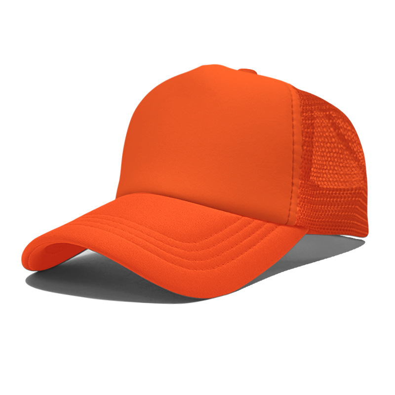 Gorra de malla de esponja con logo personalizado, gorra de béisbol de color sólido, comercio exterior transfronterizo, protección solar, gorra publicitaria con impresión personalizada, venta al por mayor.