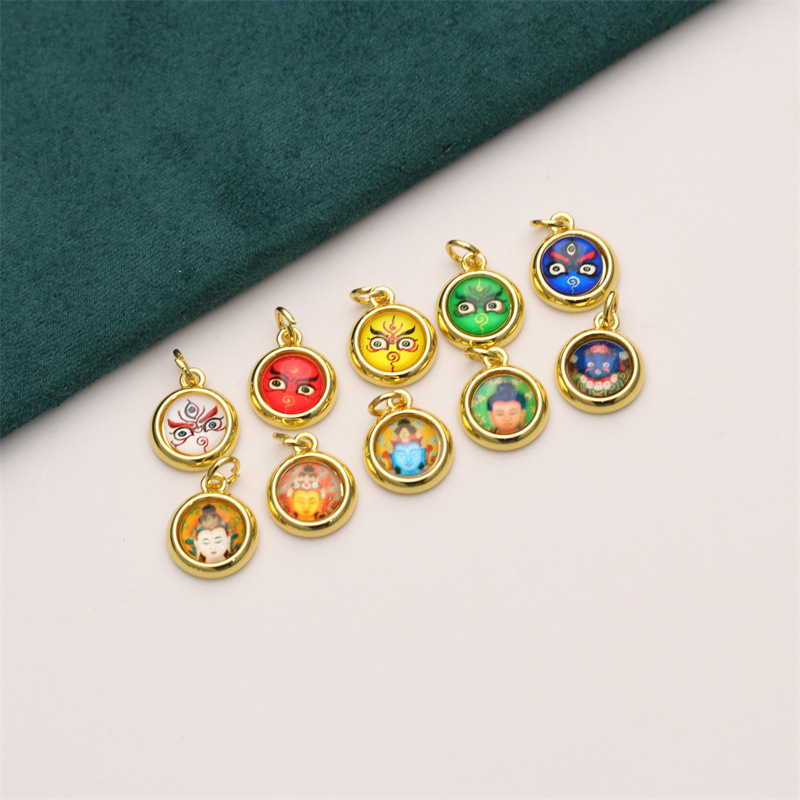 古法金沙金3D异国风情眼睛美人头吊坠diy手链项链手工饰品配件