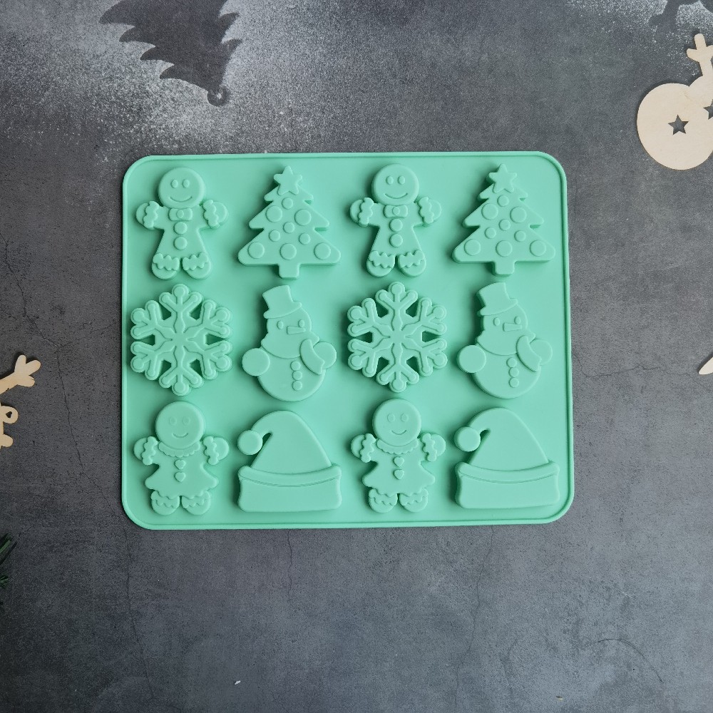 12 copos de nieve de Navidad 245 molde de silicona pastel helado pudín molde de postre jabón utensilios