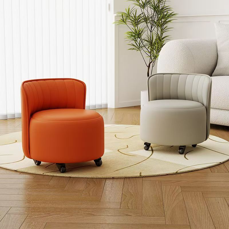 Children's Sofa Small Chair Solid Wood Backrest Shoe Changing Stool Manicure Light Luxury Cream Round Stool Household Pulley Small Stool High