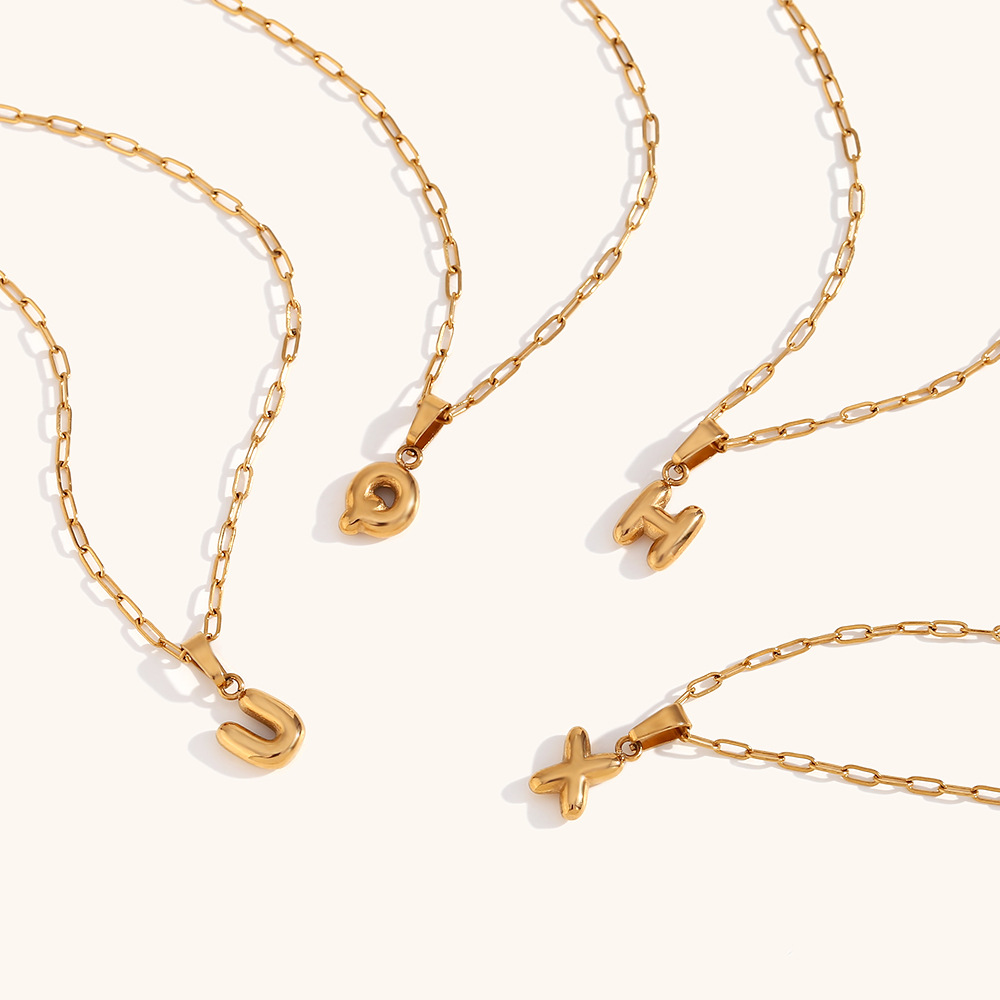 PVD Coated Gold Plating Process PVD Coated Real Gold Plated Letter Stainless Steel Titanium Steel Simple Style Commute Waterproof Non Tarnish Stainless Steel Pendant Necklace