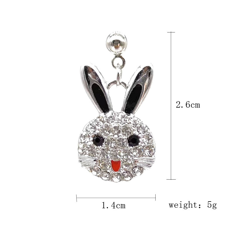 Cute Rabbit Alloy Plating Inlay Rhinestones Women's Earrings Necklace display picture 1