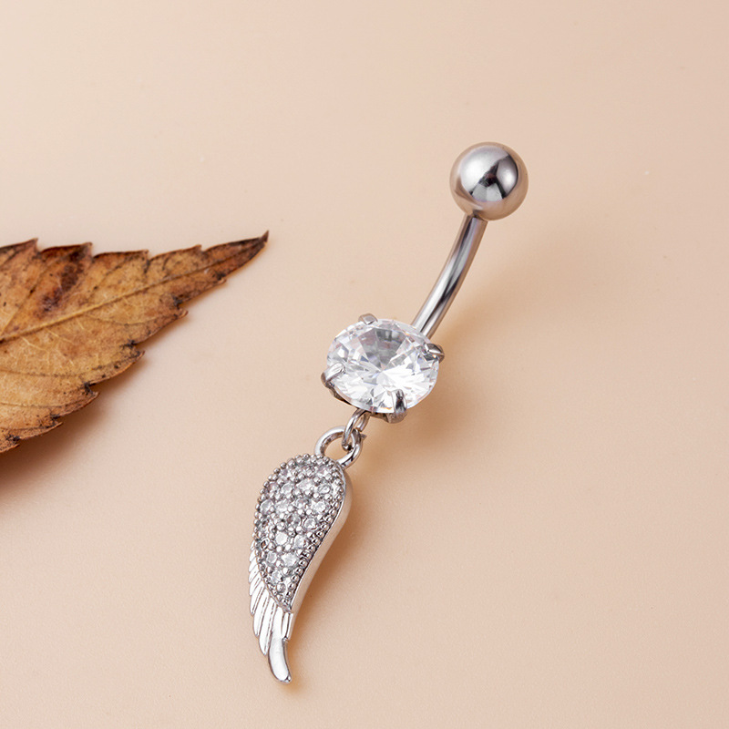 Fashion Flower Butterfly Stainless Steel Copper Plating Inlay Zircon Belly Ring 1 Piece