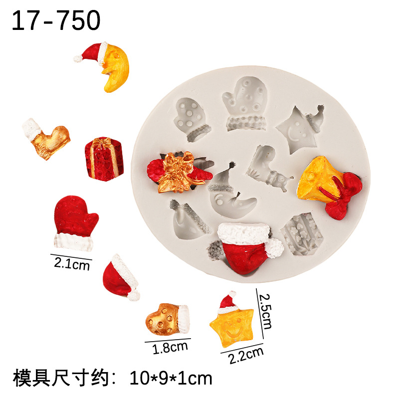 Nuevo tema de navidad molde de silicona DIY molde de fondant de chocolate para hornear decoración caja de regalo sombrero de navidad