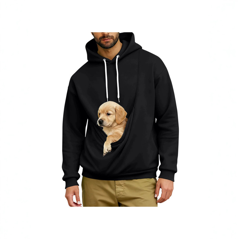 Men's Loose-Fit Long-Sleeve Hoodie with Large Pet Pocket, Amazon Hoodie