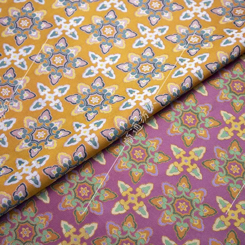 蜀锦人丝三色经提花面料国风马甲上衣服装布料新中式提花汉服