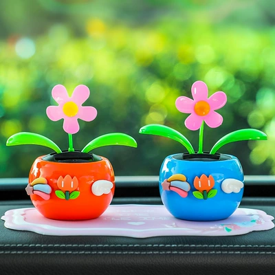 Car ornaments: decoration solar swing sunflower - upgraded-sunflower-grapefruit-red-blue-pink-pad
