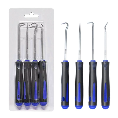 Cross-Border Hot-Selling In-Stock 4-Piece/9-Piece/11-Piece/13-Piece/17-Piece Mühərrik tənzimləmə alətləri - dark-blue-4-pieces-of-short-hooks-white-card-bubble-shell